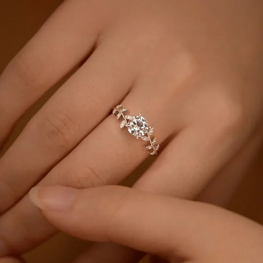 1 Carat Leaf Moissanite Promise Ring