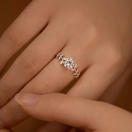 1 Carat Leaf Moissanite Promise Ring