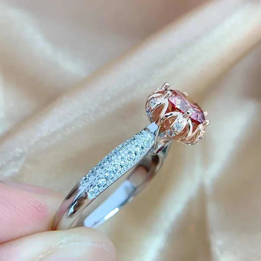 1 Carat D Color White And Red Moissanite Ring For Women S925 Sterling Silver Plate Pt950 Wedding Band Fine Jewelry Wholesale