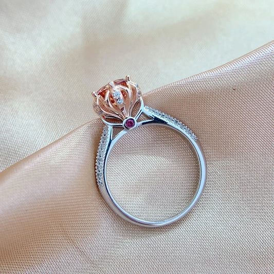 1 Carat D Color White And Red Moissanite Ring For Women S925 Sterling Silver Plate Pt950 Wedding Band Fine Jewelry Wholesale