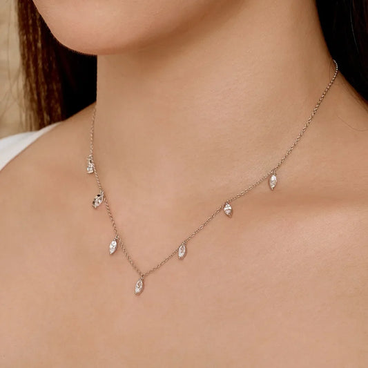 0.3ct Marquise Moissanite Silver Necklace