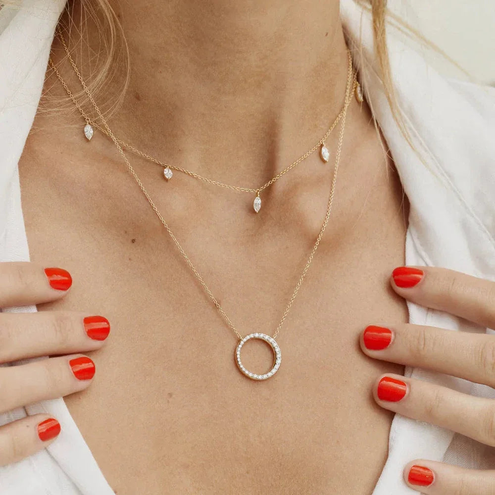 0.3ct Marquise Moissanite Silver Necklace