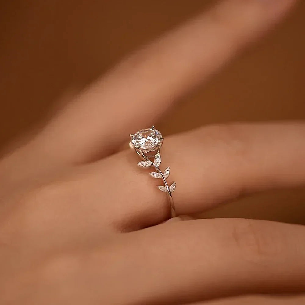 1 Carat Leaf Moissanite Promise Ring
