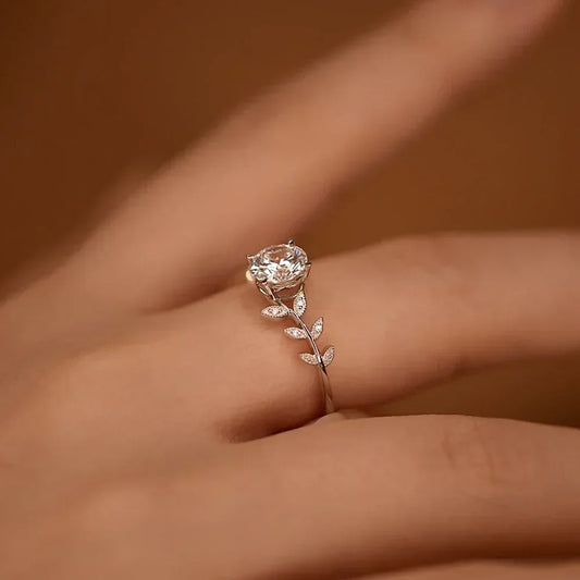 1 Carat Leaf Moissanite Promise Ring