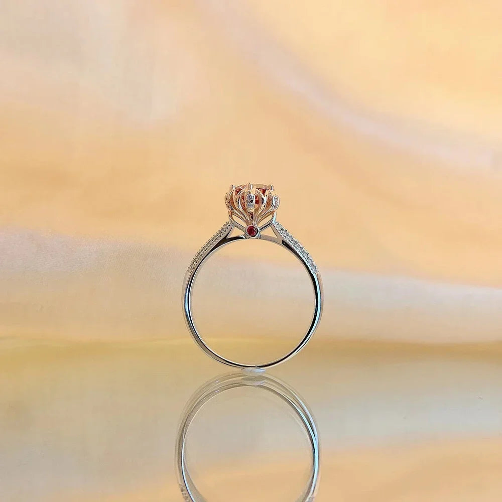 1 Carat D Color White And Red Moissanite Ring For Women S925 Sterling Silver Plate Pt950 Wedding Band Fine Jewelry Wholesale