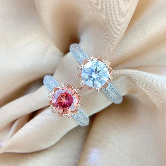 1 Carat D Color White And Red Moissanite Ring For Women S925 Sterling Silver Plate Pt950 Wedding Band Fine Jewelry Wholesale