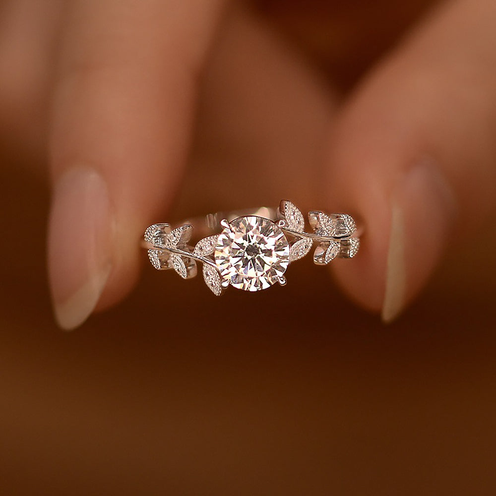 1 Carat Leaf Moissanite Promise Ring