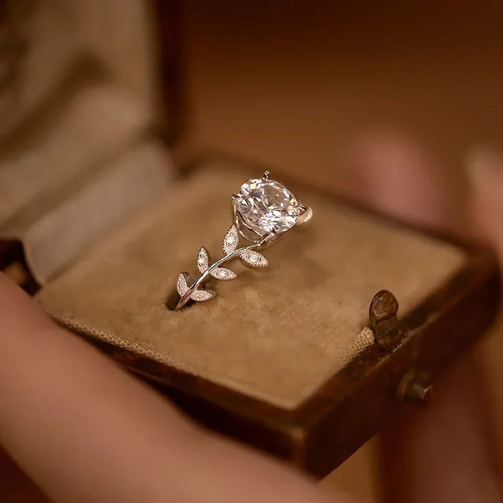1 Carat Leaf Moissanite Promise Ring
